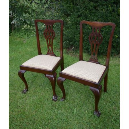 2er Satz antiker Chippendale Beistellstühle Side Chairs aus Mahagoni ca 1900