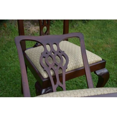 2er Satz antiker Chippendale Beistellstühle Side Chairs aus Mahagoni ca 1900