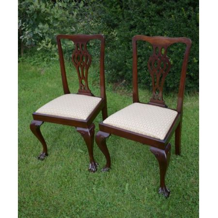 2er Satz antiker Chippendale Beistellstühle Side Chairs aus Mahagoni ca 1900