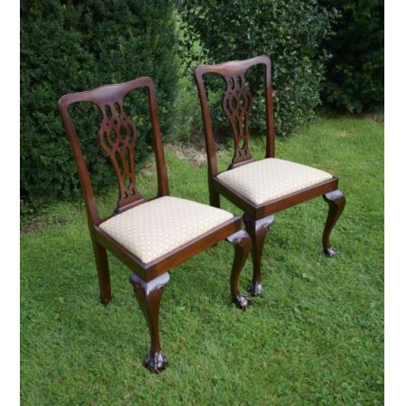 2er Satz antiker Chippendale Beistellstühle Side Chairs aus Mahagoni ca 1900