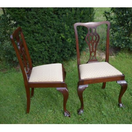 2er Satz antiker Chippendale Beistellstühle Side Chairs aus Mahagoni ca 1900