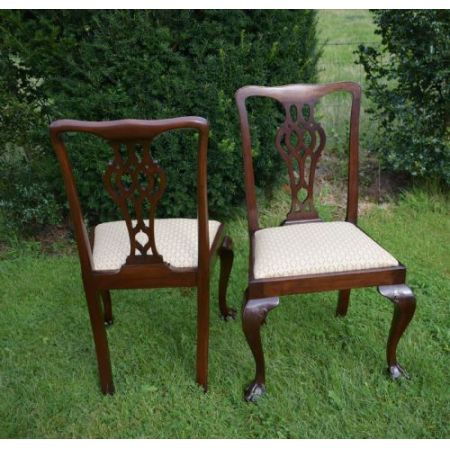 2er Satz antiker Chippendale Beistellstühle Side Chairs aus Mahagoni ca 1900