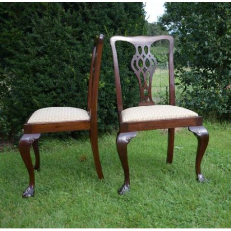 2er Satz antiker Chippendale Beistellstühle Side Chairs aus Mahagoni ca 1900