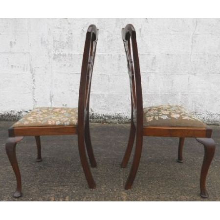 2er Satz antiker Mahagoni Chippendale Esszimmerstühle Dining Chairs im georgianischen Stil ca 1900