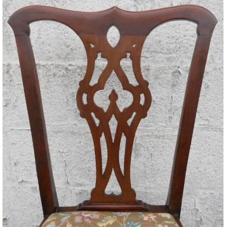 2er Satz antiker Mahagoni Chippendale Esszimmerstühle Dining Chairs im georgianischen Stil ca 1900