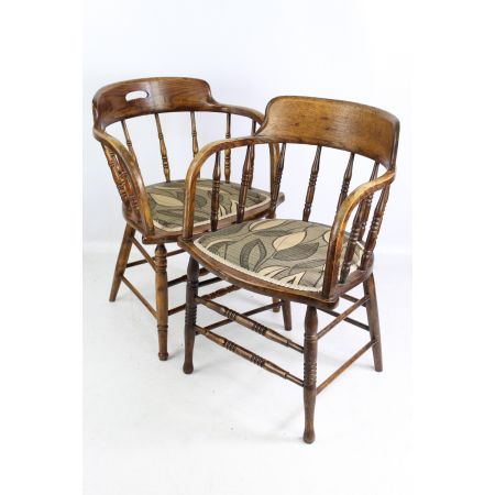 2er Satz antiker edwardianischer Eichen Stühle Armchairs ca 1910