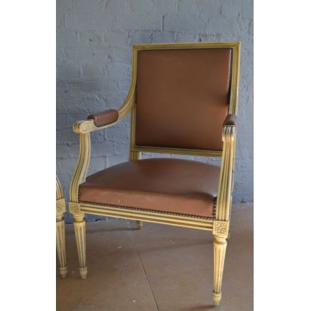 Paar Fauteuils Leder gepolstert