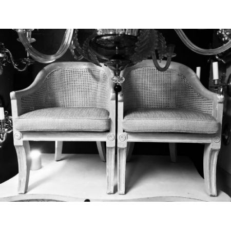 Paar "Spoon back" Stühle lackierte Regency Stil 