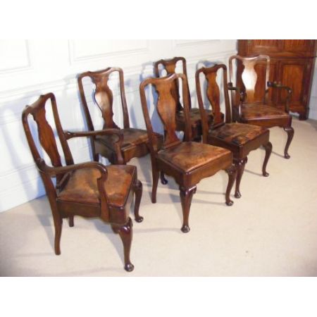 Set mit 10 Queen-Anne-Stühlen aus Mahagoni