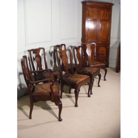 Set mit 10 Queen-Anne-Stühlen aus Mahagoni