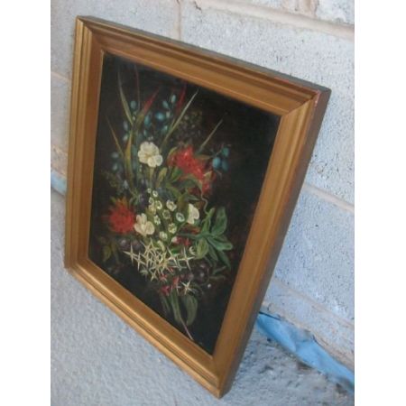 19. Jahrhundert signiertes Öl,  Stillleben Blumenstudie