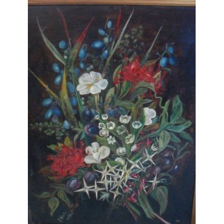 19. Jahrhundert signiertes Öl,  Stillleben Blumenstudie