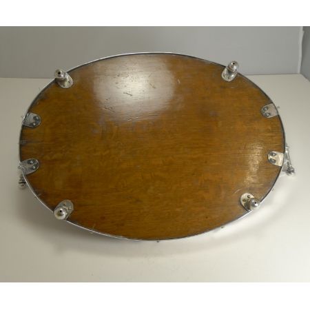 Antikes versilbertes Eichen Tablett Servierbrett englisch ca 1900 