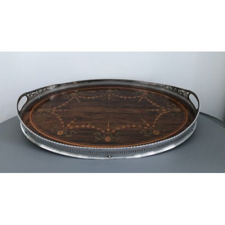 Antikes versilbertes Tablett Servierbrett silver plated tray viktorianisch ca 1890