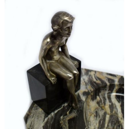 Antiker Art Deco "Vide -poche" Bronze Akt um 1930 Lorenzl zugeschrieben