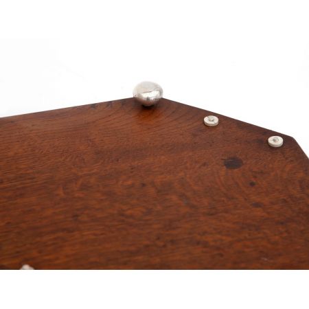 Antikes versilbertes Eichen Tablett oak and silver plated tray mit Galerie englisch ca 1900