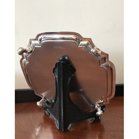 Antikes englisches Silber Tablett Silver Card Tray von Goldsmiths & Silversmiths im Georg II Stil edwardianisch ca 1900