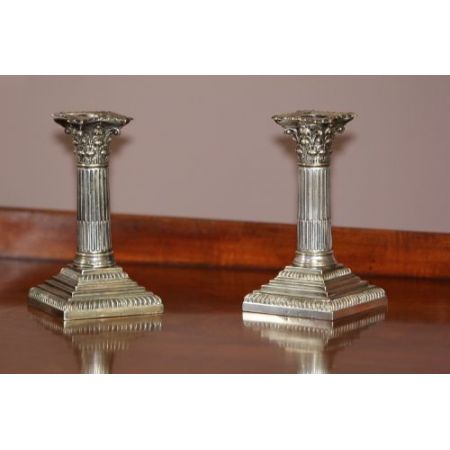 Paar Zwergkerzenleuchter aus Silber viktorianisch 