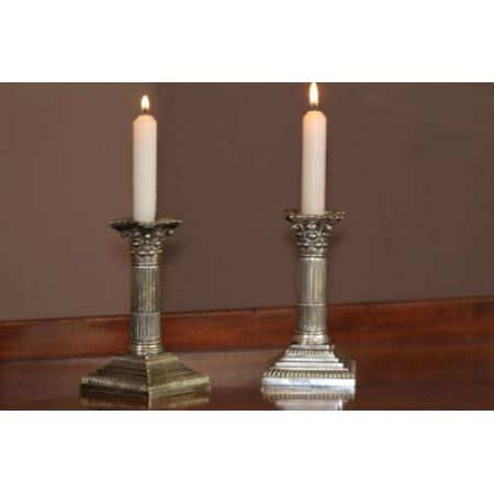 Paar Zwergkerzenleuchter aus Silber viktorianisch 