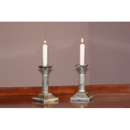 Paar Zwergkerzenleuchter aus Silber viktorianisch 