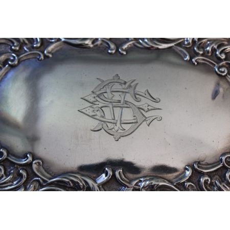 Antikes englisches Sterling Silber Tablett Silver Tray, Jay Richard Attenborough & Co., Chester, edwardianisch von 1902