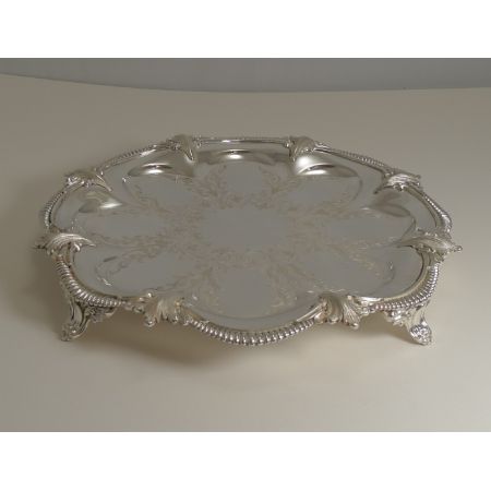Antikes englisches versilbertes Tablett / Silver Plated Tray viktorianisch ca 1860