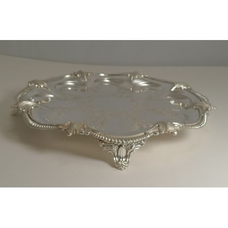 Antikes englisches versilbertes Tablett / Silver Plated Tray viktorianisch ca 1860