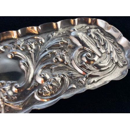 Antikes englisches Silber Frisiertisch Tablett / Silver Pin Tray, Comyns, 1900