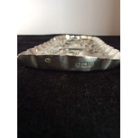 Antikes englisches Silber Frisiertisch Tablett / Silver Pin Tray, Comyns, 1900