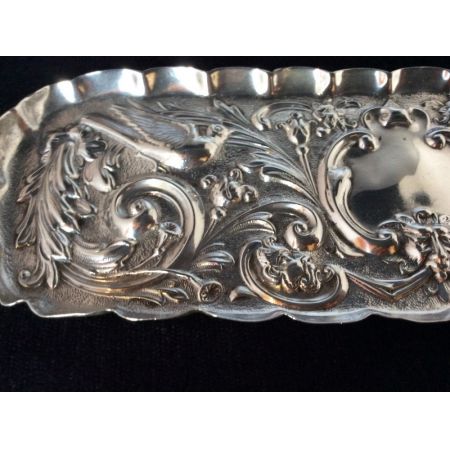 Antikes englisches Silber Frisiertisch Tablett / Silver Pin Tray, Comyns, 1900