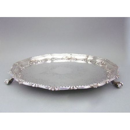 Antikes viktorianisches versilbertes Tablett / Silver Plated Tray ca 1860