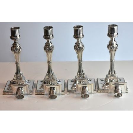 Antikes englisches seltenes 4er Set Kerzenleuchter / Candlesticks aus Sterling Silber, Hawksworth & Eyre, ca 1900