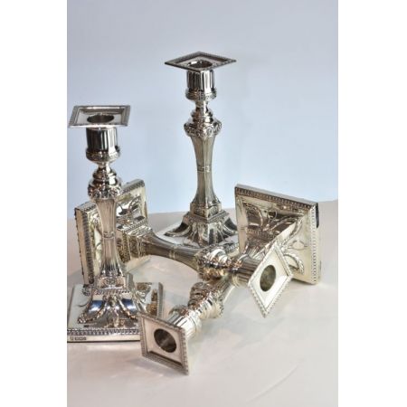 Antikes englisches seltenes 4er Set Kerzenleuchter / Candlesticks aus Sterling Silber, Hawksworth & Eyre, ca 1900