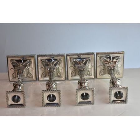 Antikes englisches seltenes 4er Set Kerzenleuchter / Candlesticks aus Sterling Silber, Hawksworth & Eyre, ca 1900