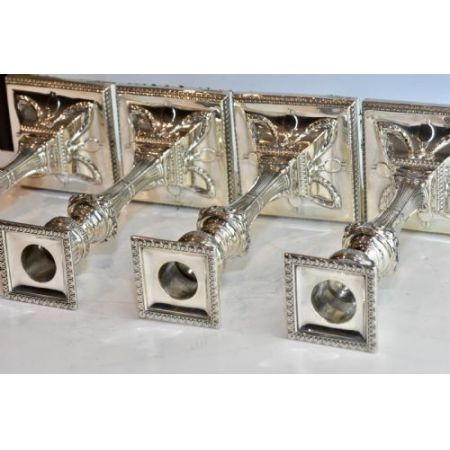 Antikes englisches seltenes 4er Set Kerzenleuchter / Candlesticks aus Sterling Silber, Hawksworth & Eyre, ca 1900