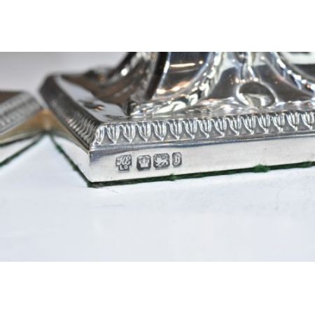 Antikes englisches seltenes 4er Set Kerzenleuchter / Candlesticks aus Sterling Silber, Hawksworth & Eyre, ca 1900