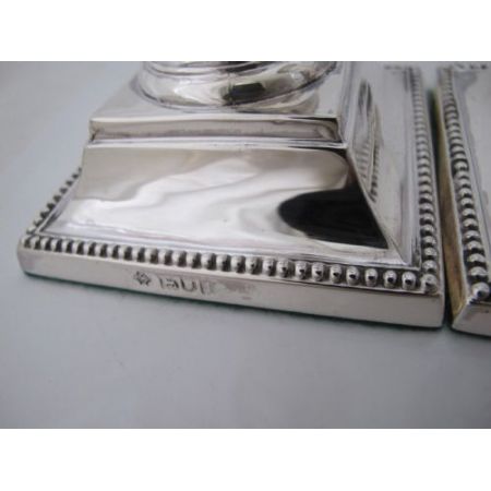 Antikes englisches 2er Set Mini Silber Kerzenleuchter / Dwarf Candlesticks, edwardianisch 1906