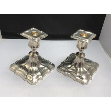 Antikes englisches Paar stabiler Silber Kerzenleuchter / Silver Candlesticks, 1911