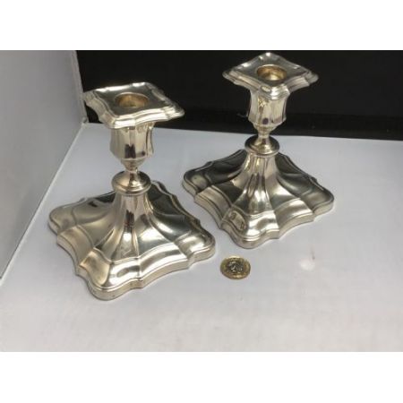 Antikes englisches Paar stabiler Silber Kerzenleuchter / Silver Candlesticks, 1911