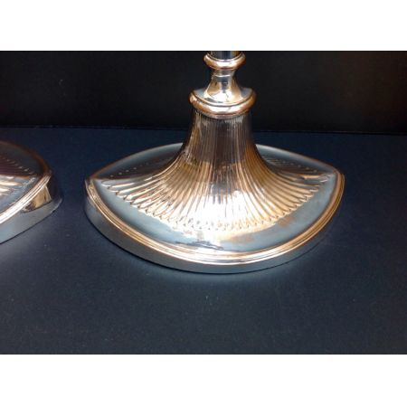 Antikes englisches Paar Sheffield versilberter Teller Kerzenleuchter / Plate Candlesticks, ca 1790