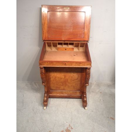 Antiker viktorianischer Davenport Sekretär aus Burr Elm / Ulmen Wurzelholz, englisch, ca 1850
