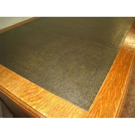 Antiker edwardianischer Pedestal Desk / Schreibtisch aus goldener Eiche, ca 1890