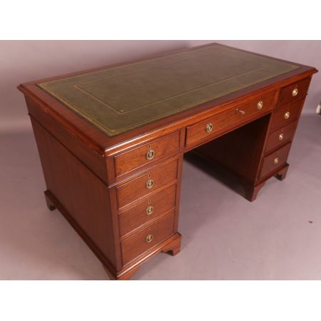 Antiker Pedestal Desk / Schreibtisch aus Mahagoni, ca 1895