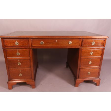 Antiker Pedestal Desk / Schreibtisch aus Mahagoni, ca 1895