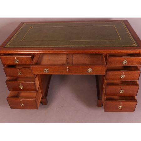 Antiker Pedestal Desk / Schreibtisch aus Mahagoni, ca 1895