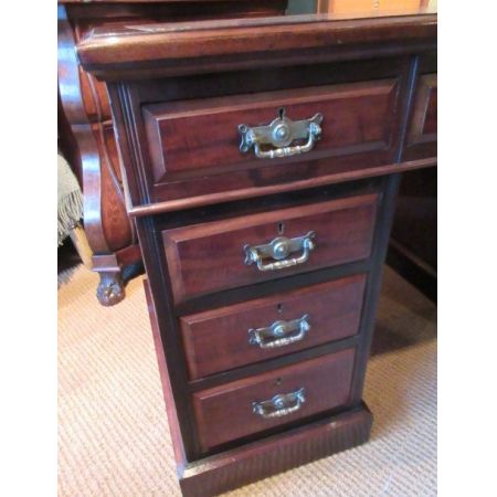 Antiker viktorianischer Pedestal Desk / Schreibtisch aus Mahagoni, englisch, ca 1880