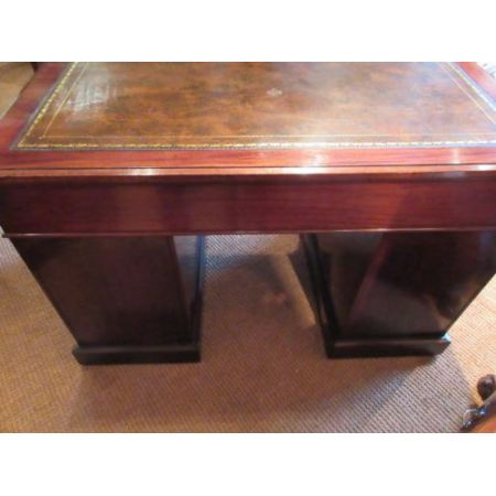 Antiker viktorianischer Pedestal Desk / Schreibtisch aus Mahagoni, englisch, ca 1880