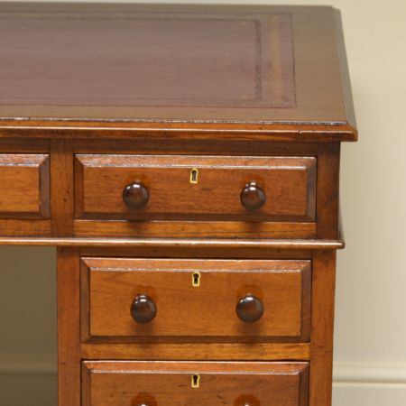 Antiker viktorianischer Pedestal Desk / Schreibtisch aus Mahagoni, ca 1870