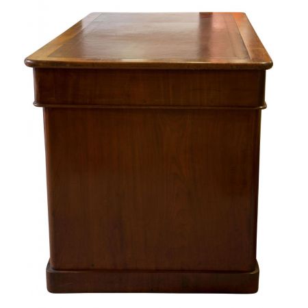 Antiker viktorianischer Twin Pedestal Desk / Schreibtisch aus Mahagoni, ca 1860