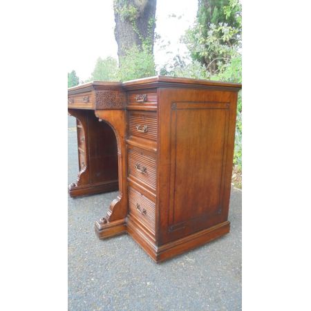 Antiker viktorianischer Pedestal Desk / Schreibtisch aus Mahagoni, by Gillows, englisch, ca 1860